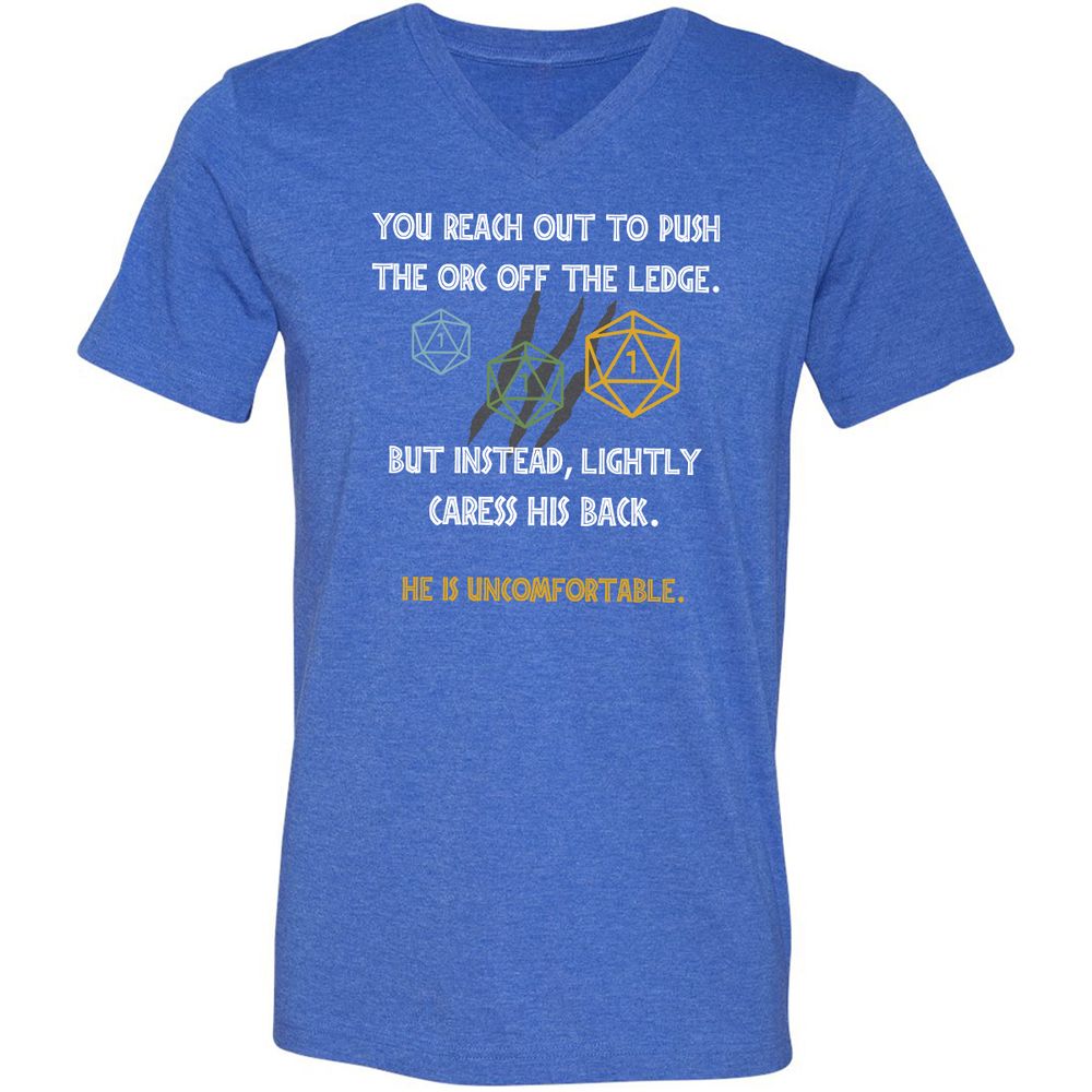 YOU REACH OUT TO PUSH Unisex V-Neck T-Shirt - Heather True Royal - 14