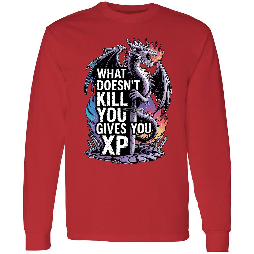 What Doesn't Kill You Dragon Long Sleeve T-Shirt - Red - 14