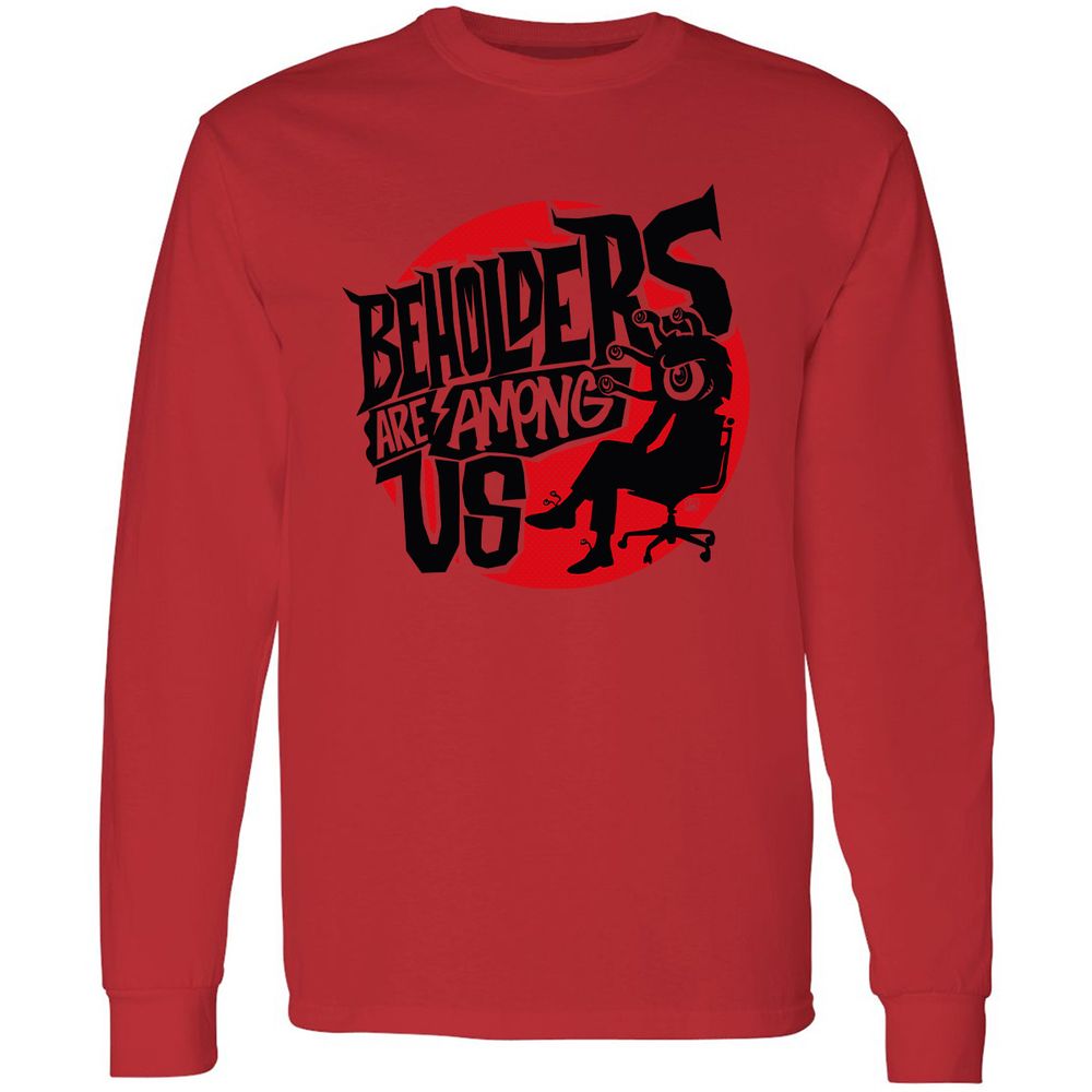 Beholders Are Among Us Long Sleeve T-Shirt - Red - 14