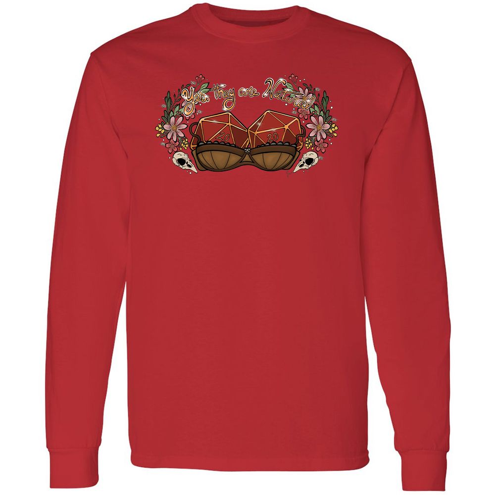 Yes They're Natural Long Sleeve T-Shirt - Red - 14