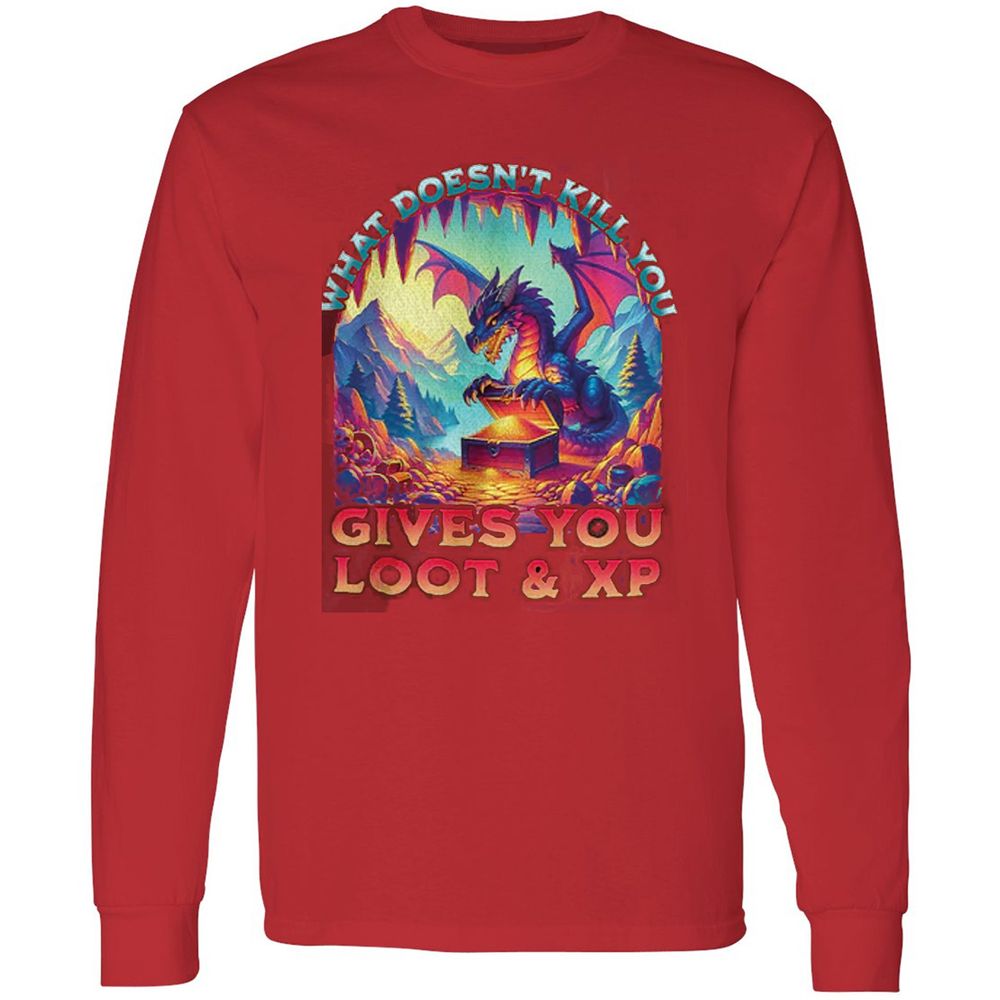 What Doesn't Kill You Give You Loot & XP Long Sleeve T-Shirt - Red - 14
