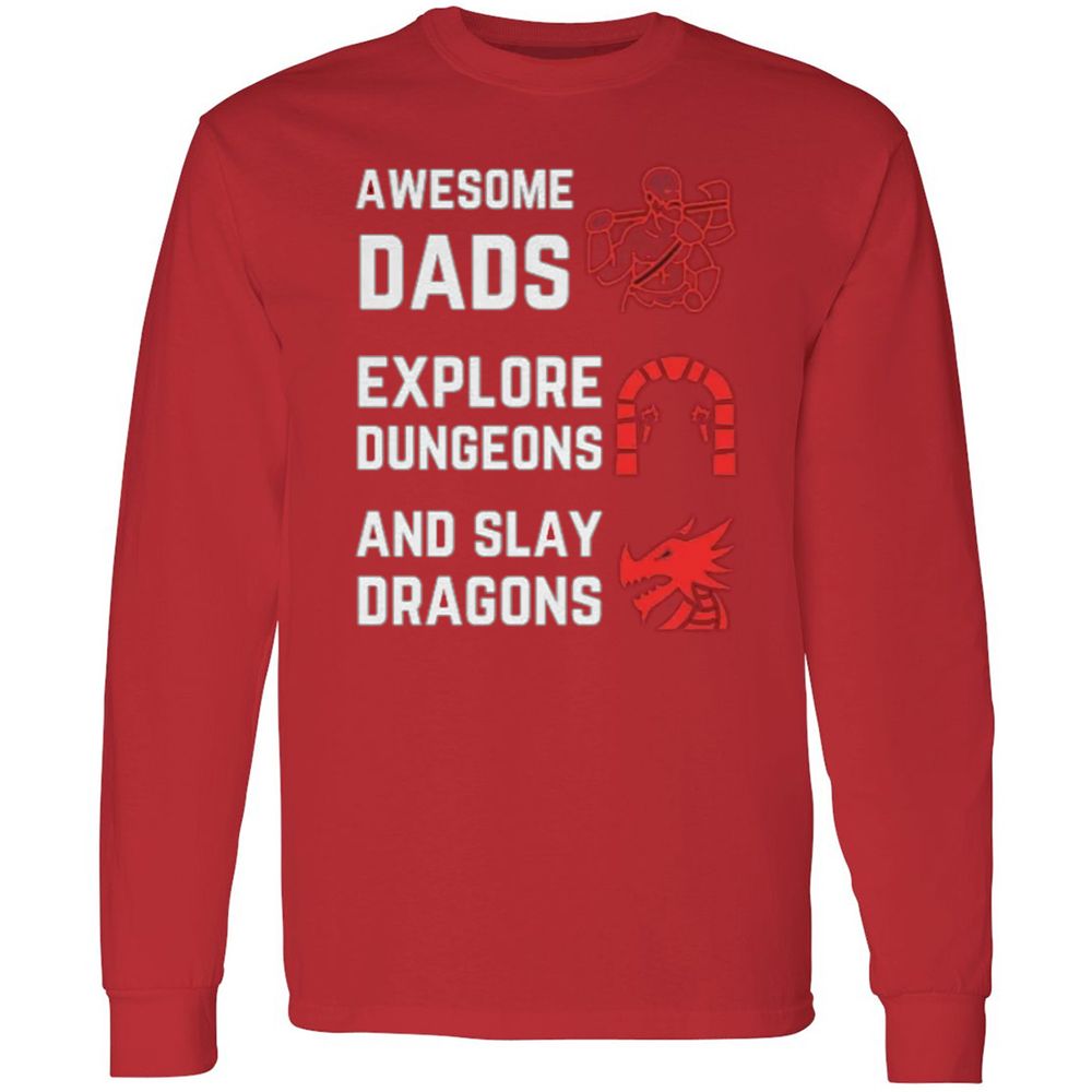 Awesome Dad Fathers Day Long Sleeve T-Shirt - Red - 14