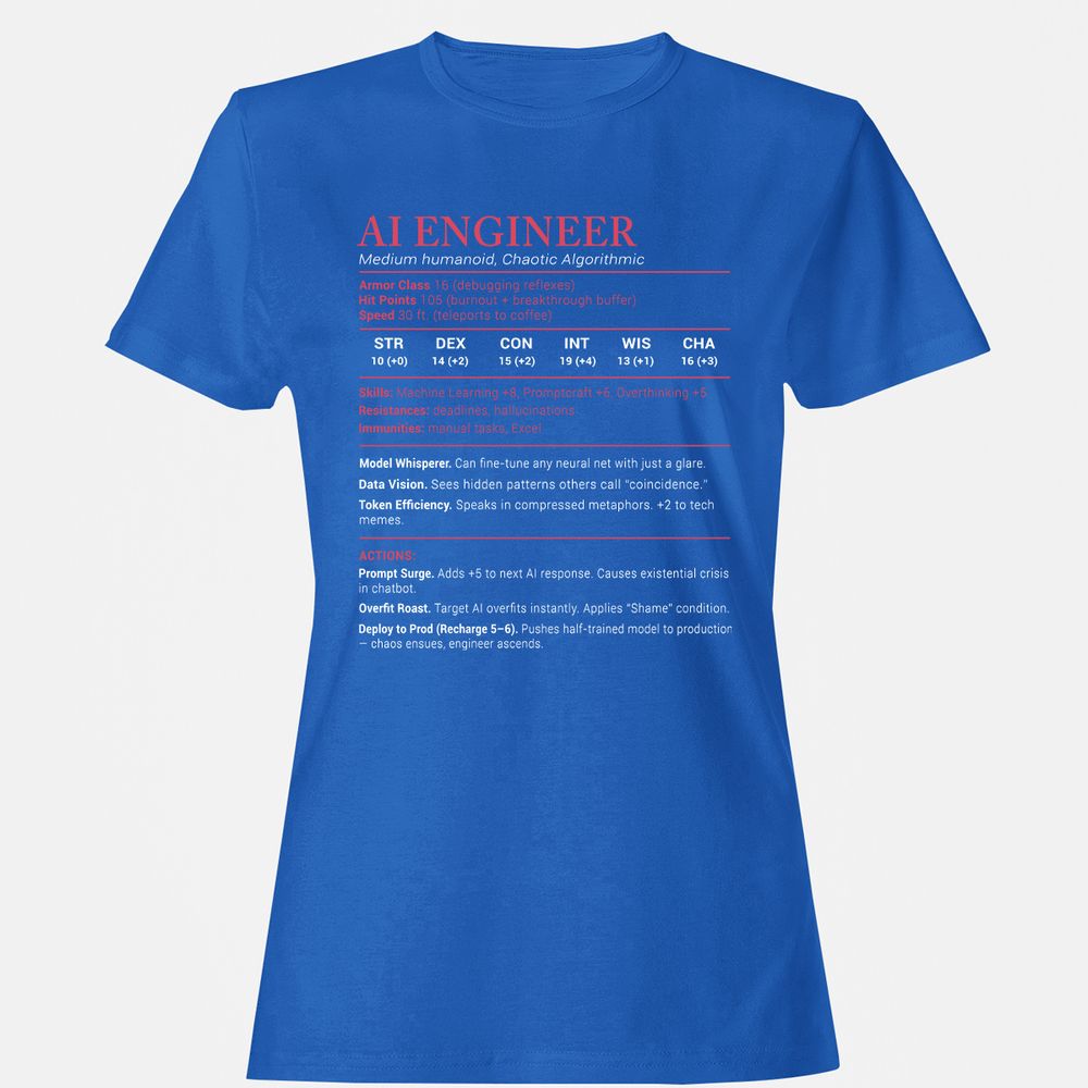 AI Engineer Stats Women's T-Shirt - Royal - 14