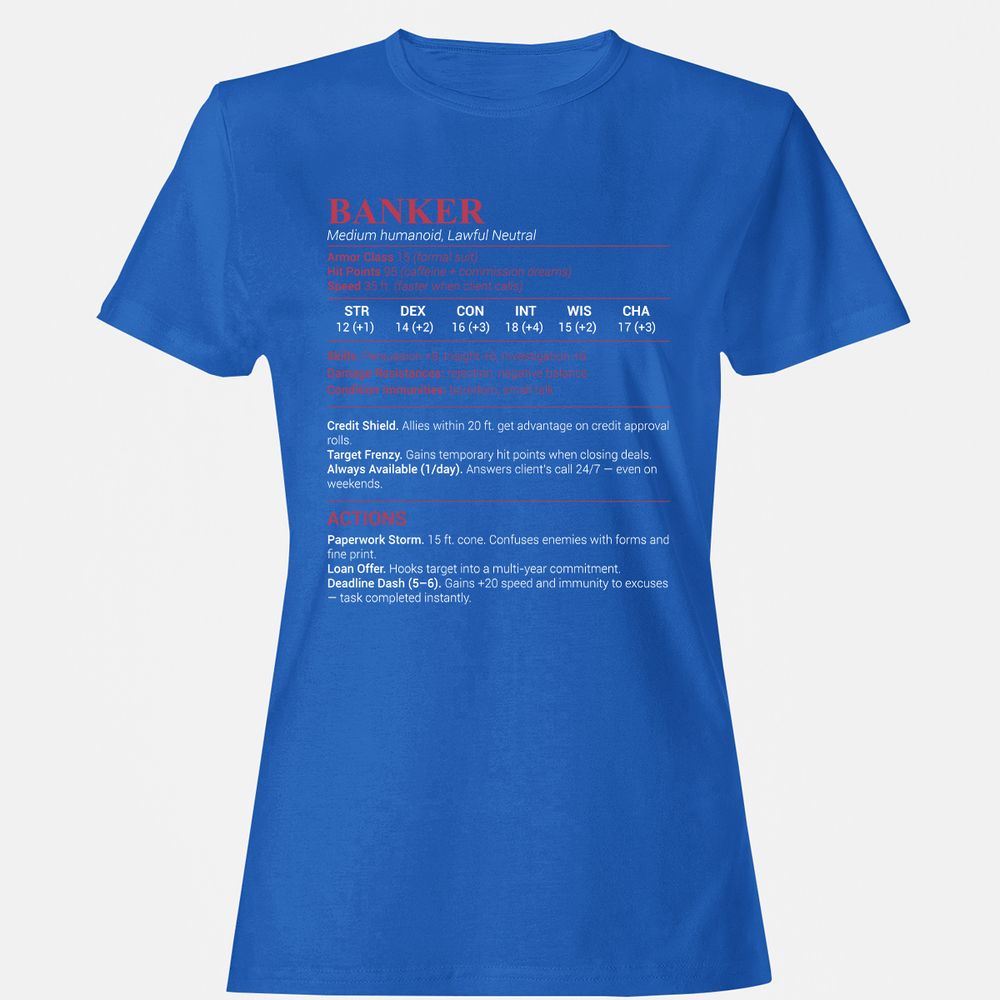 Banker Stats Women's T-Shirt - Royal - 14