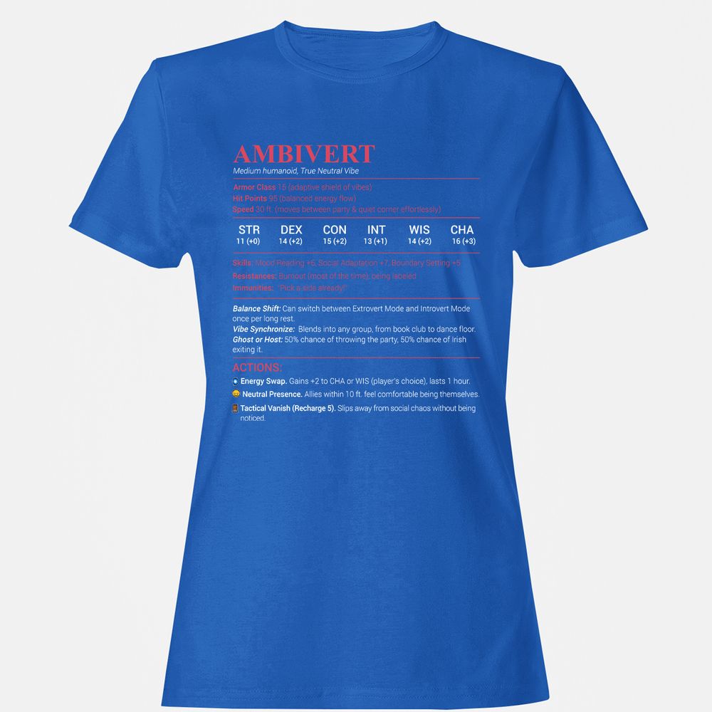 Ambivert Stats Women's T-Shirt - Royal - 14