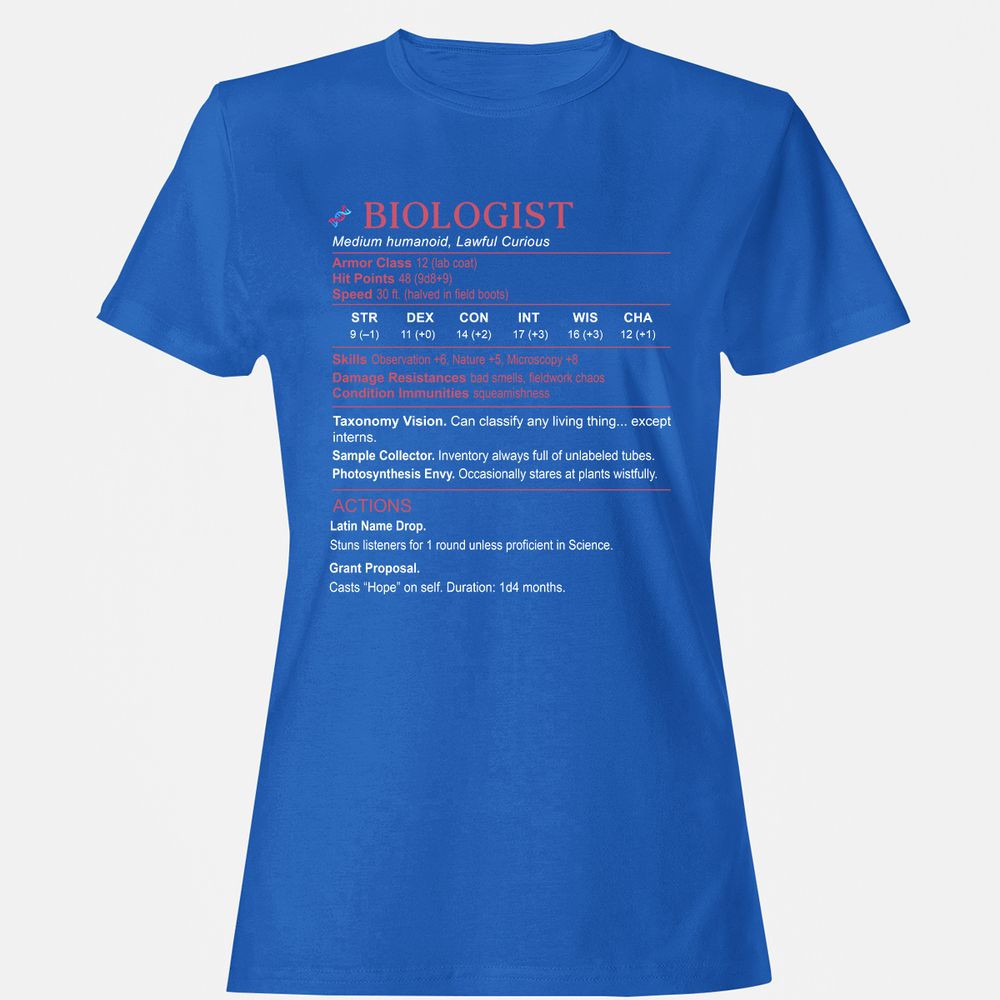 Biologist Stats Women's T-Shirt - Royal - 14