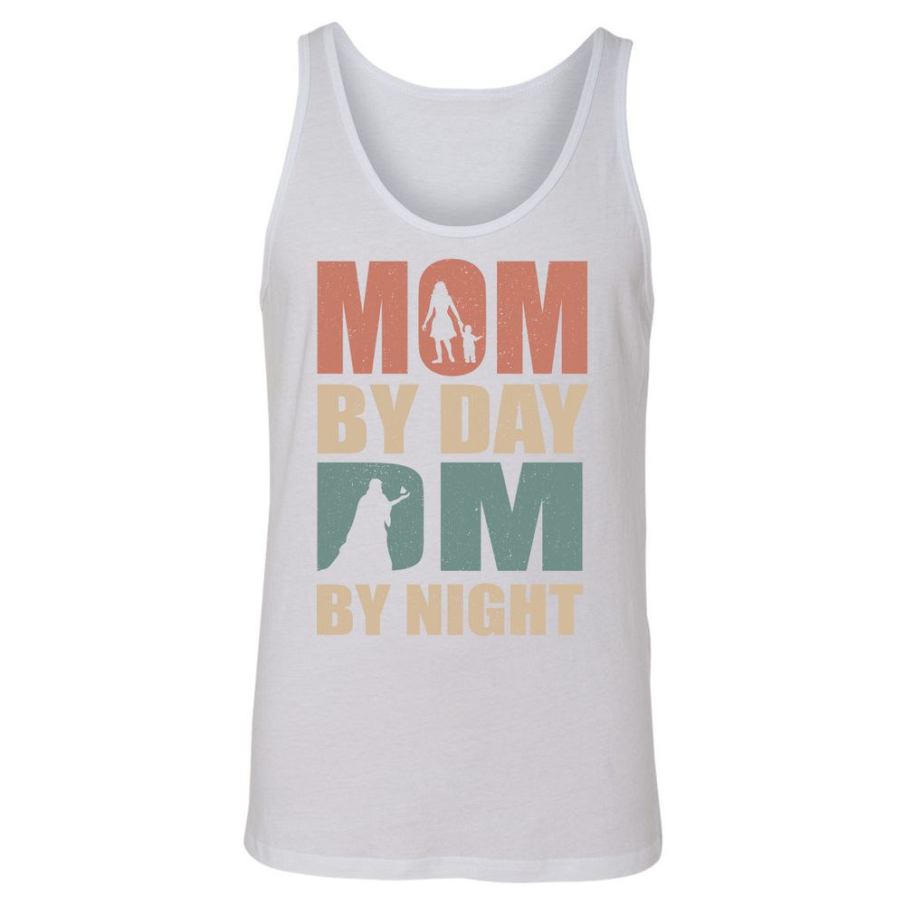 Mom By Day DM By Night Unisex Jersey Tank - White - 14