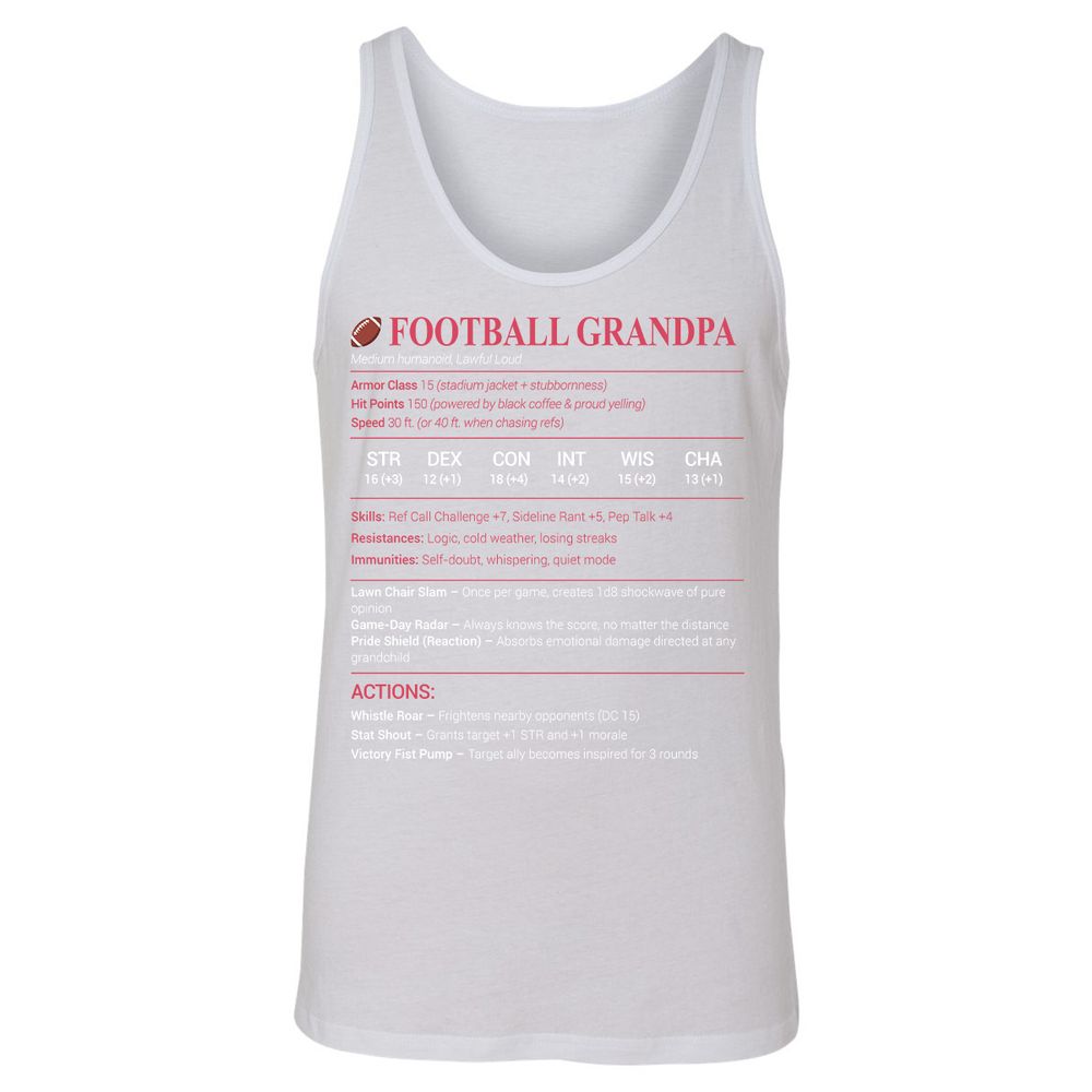 Football Grandpa Unisex Jersey Tank - White - 14