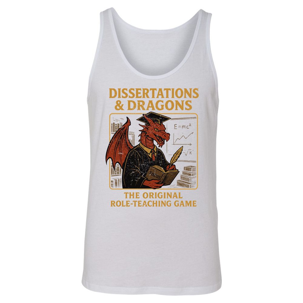 Disserations & Dragons Unisex Jersey Tank - White - 14