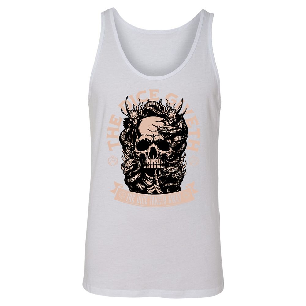 The Dice Giveth The Dice Taketh Away Unisex Jersey Tank - White - 14