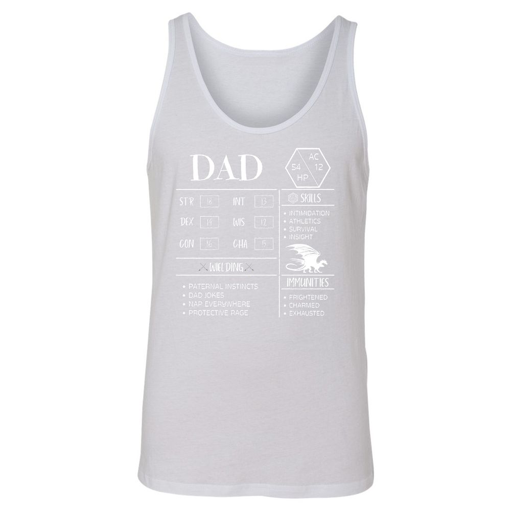 Dad Stats 2 Unisex Jersey Tank - White - 14
