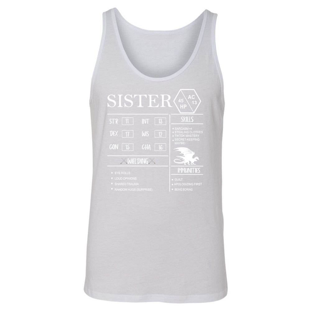 Sister Stats Unisex Jersey Tank - White - 14
