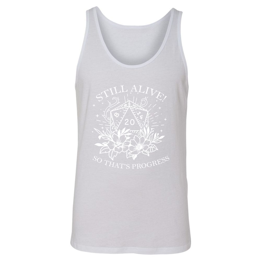 2710 Still Alive! So That’s Progress Unisex Jersey Tank - White - 14