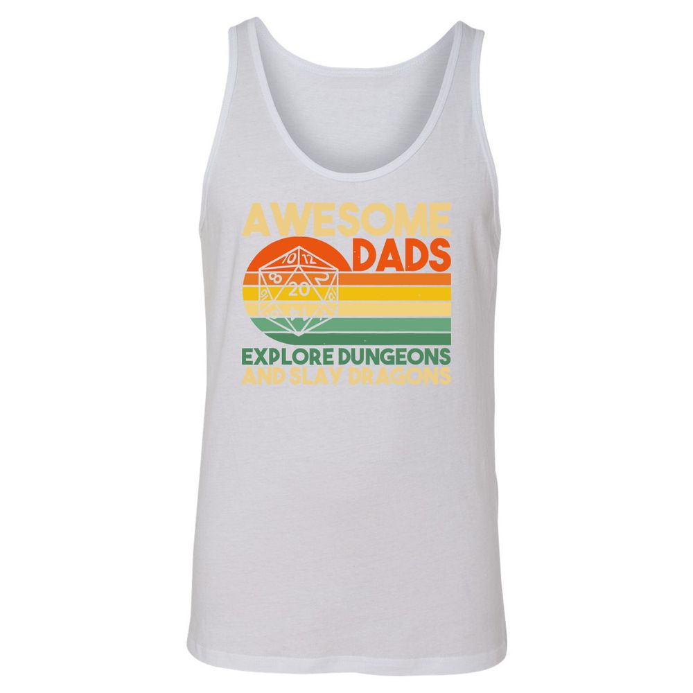Awesome Dads Explore Dungeons Unisex Jersey Tank - White - 14