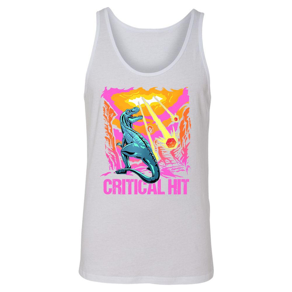 Dinosaur Critical Hit Unisex Jersey Tank - White - 14