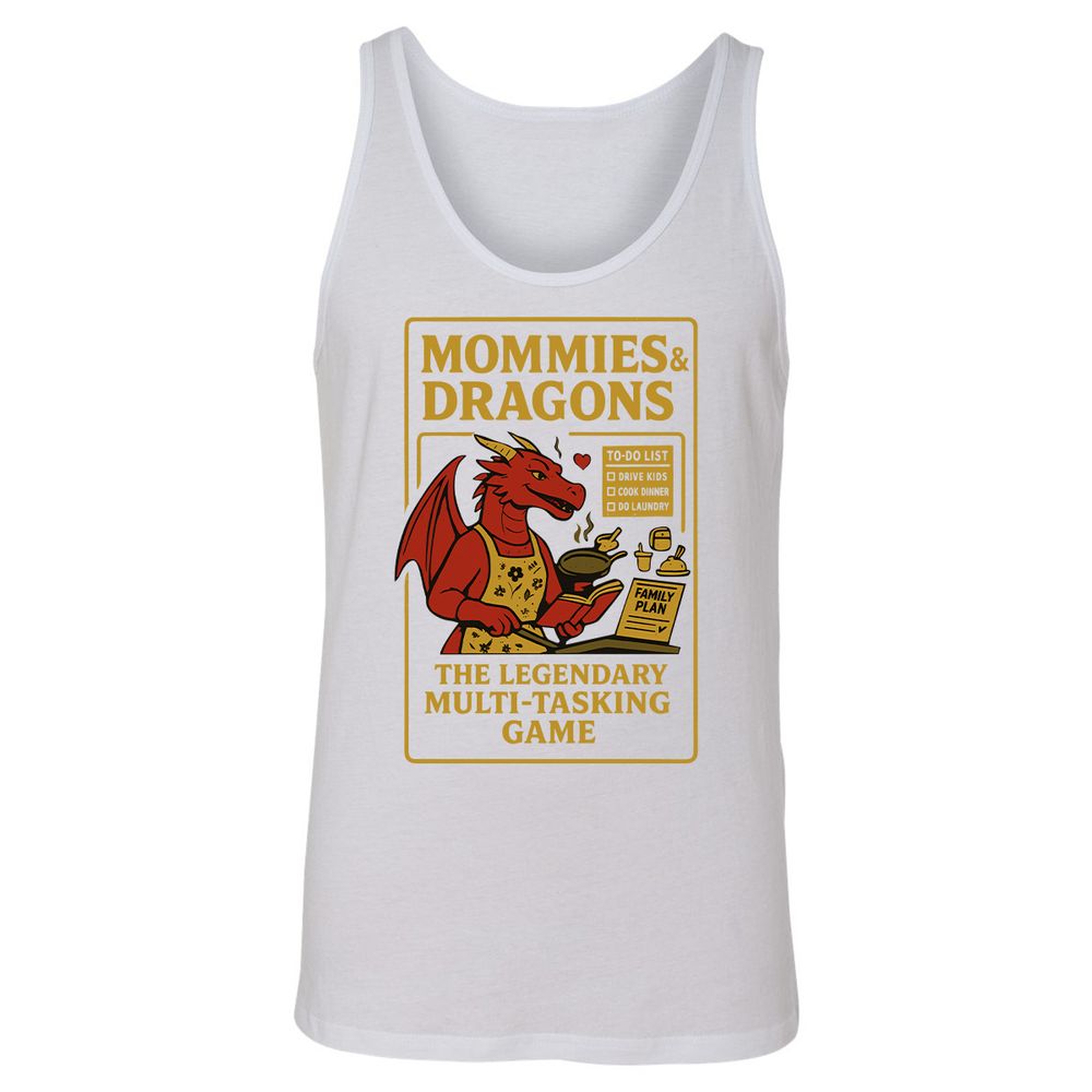 Mommies & Dragons Unisex Jersey Tank - White - 14