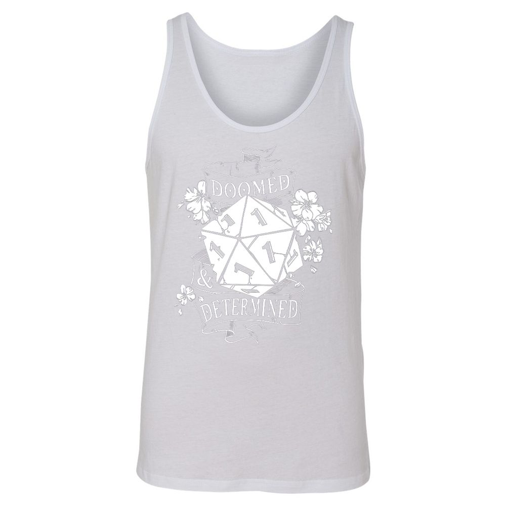 Doomed Determined Unisex Jersey Tank - White - 14