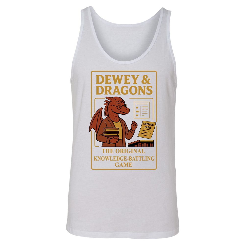 Dewey & Dragons Unisex Jersey Tank - White - 14
