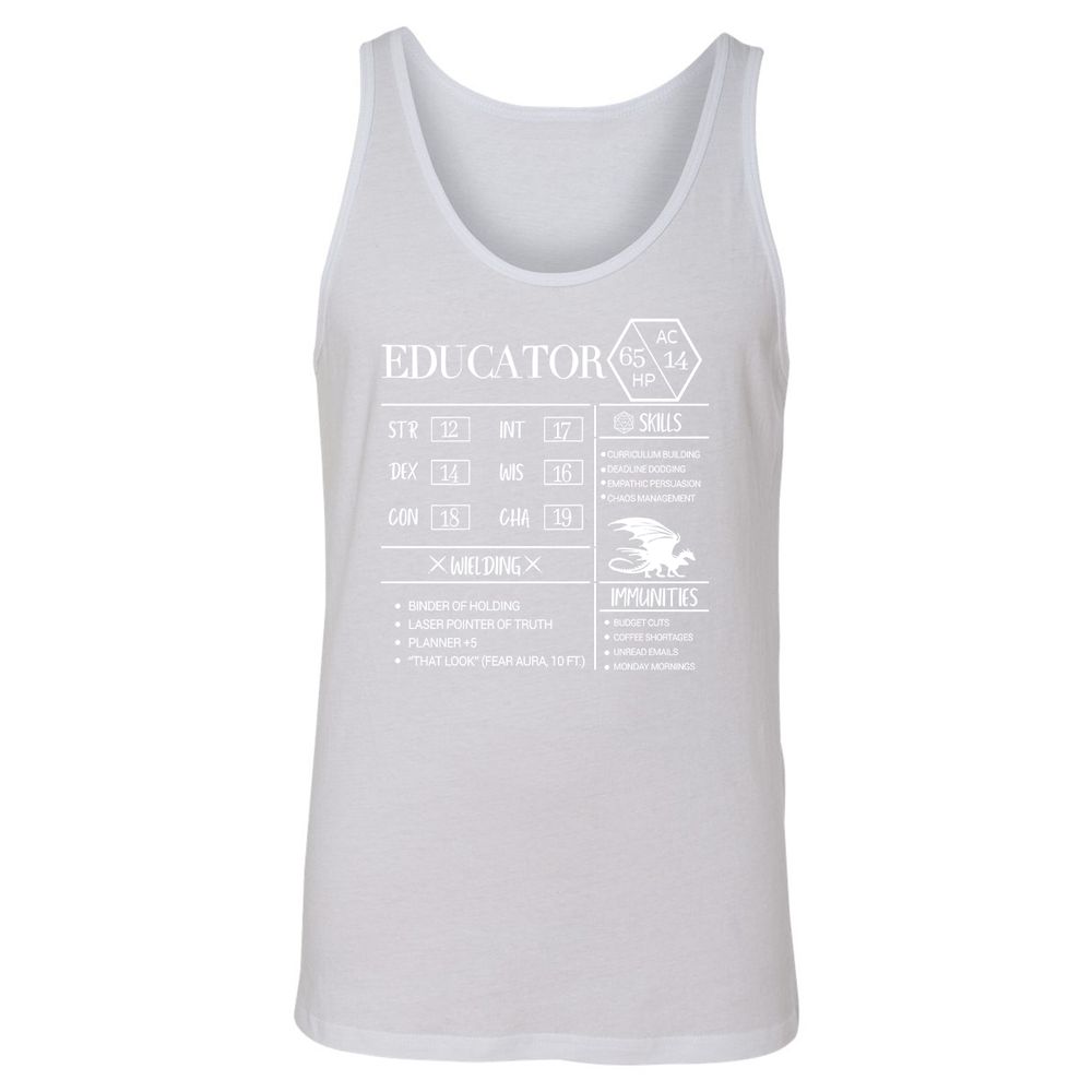 Educator New Unisex Jersey Tank - White - 14