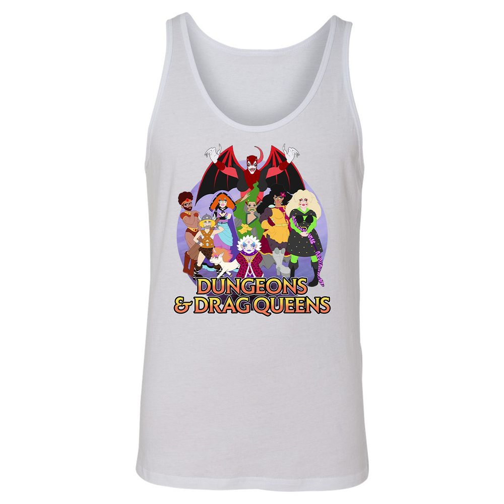 Dungeons n Drag Queens Cartoon Unisex Jersey Tank - White - 14