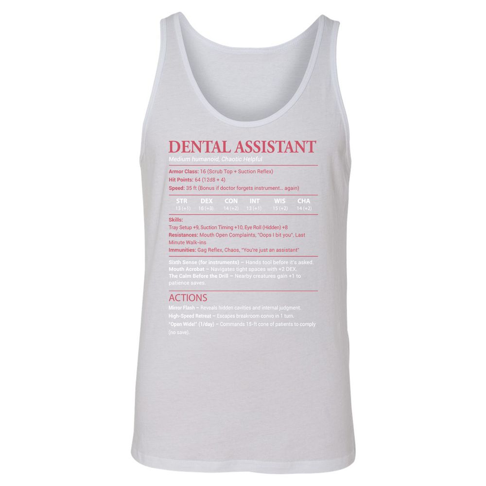 Dental Assistant Unisex Jersey Tank - White - 14