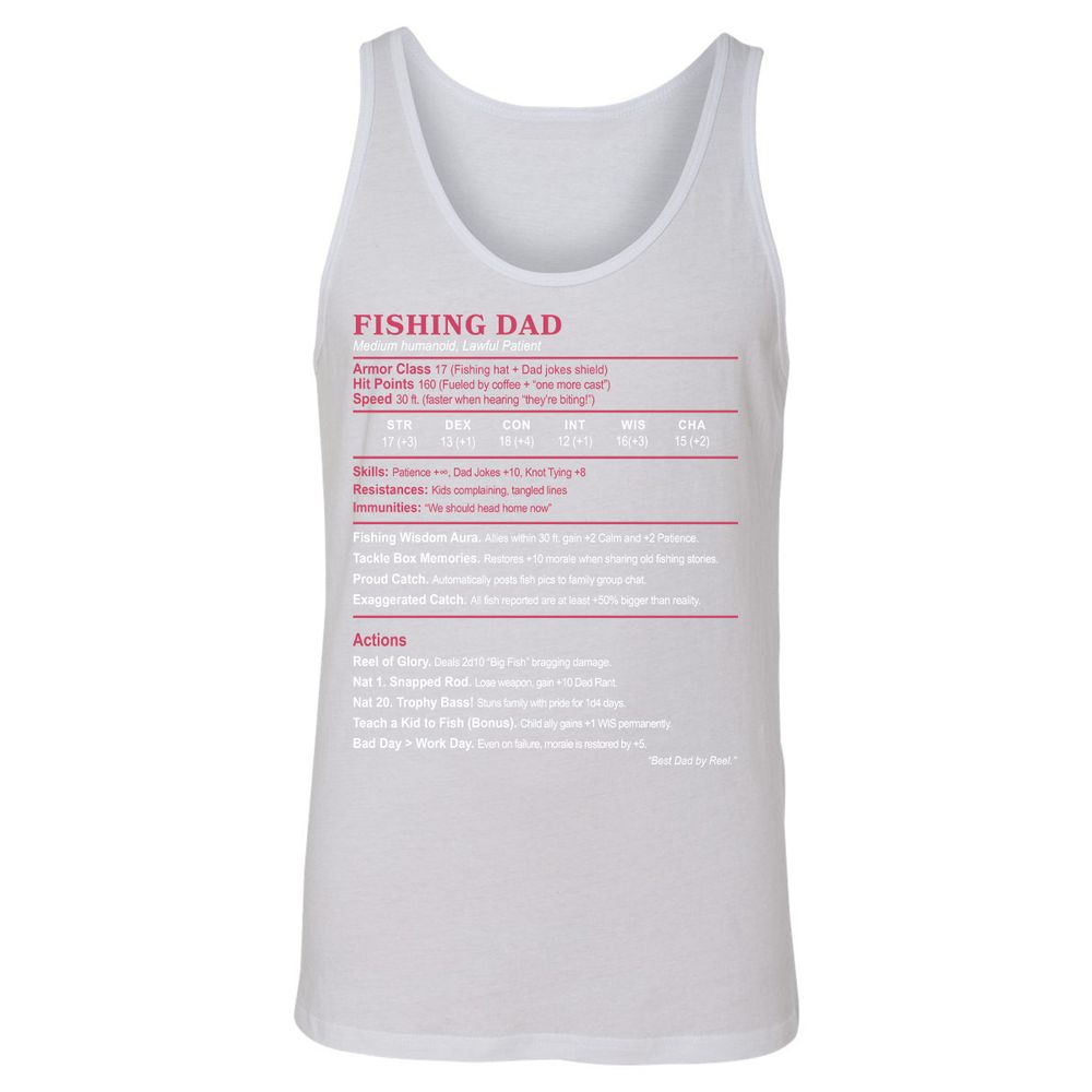 FISHING DAD Unisex Jersey Tank - White - 14