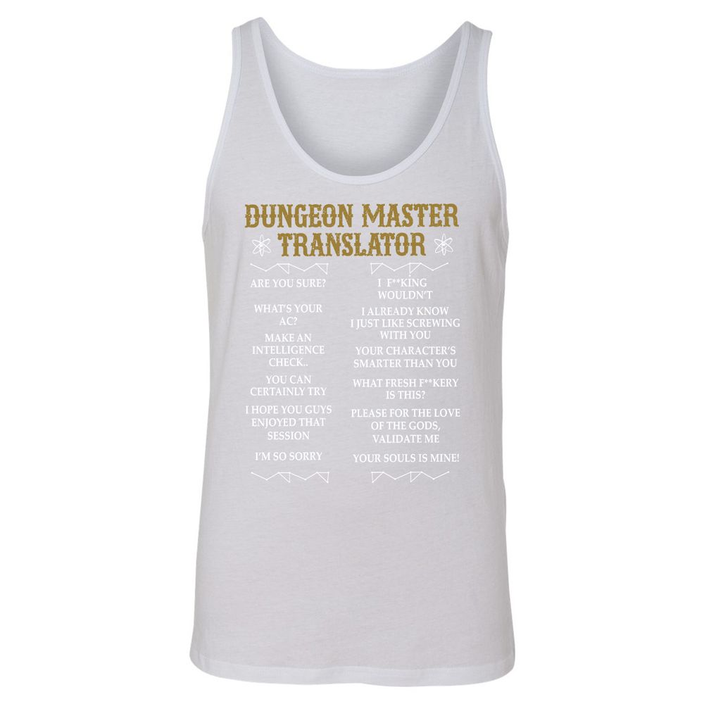 Dungeon Master Translator Unisex Jersey Tank - White - 14
