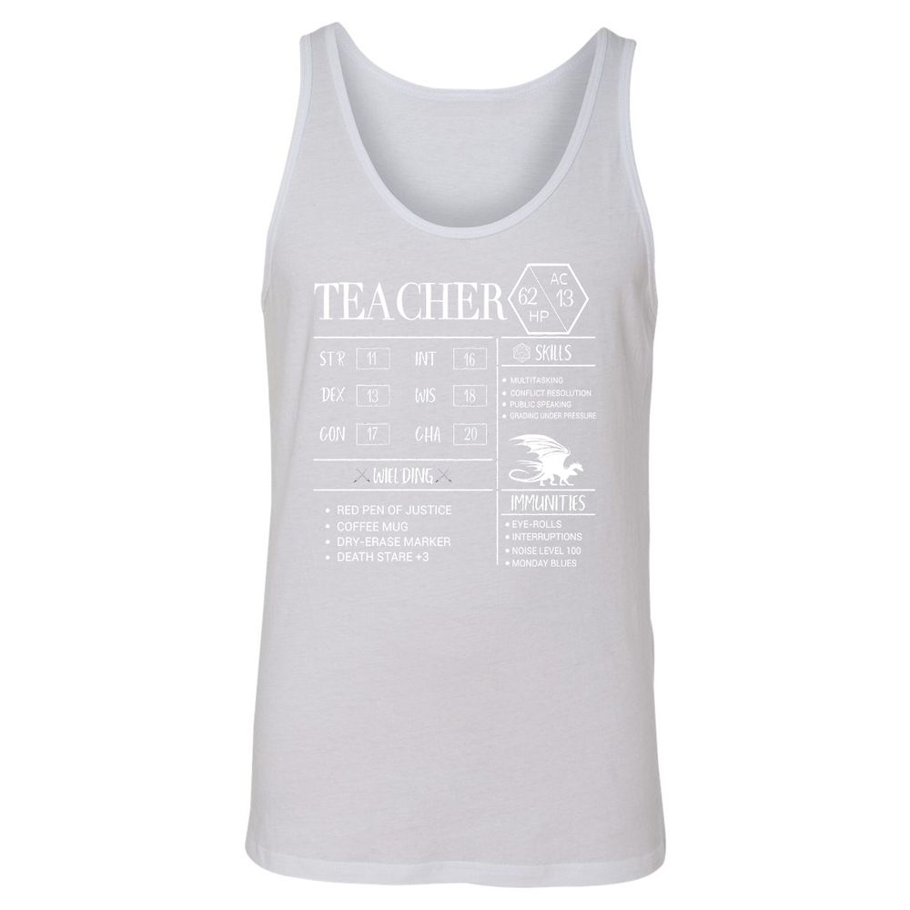 Teacher New Unisex Jersey Tank - White - 14