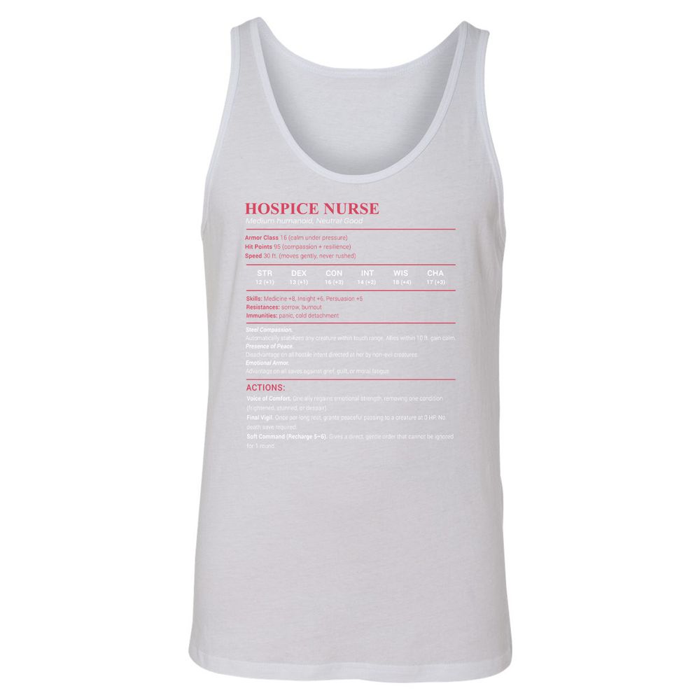 Hospice Nurse Stats Unisex Jersey Tank - White - 14