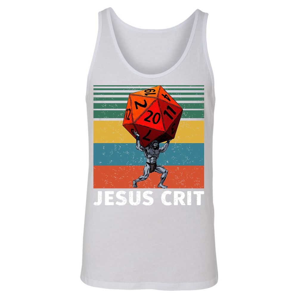 Jesus Crit Unisex Jersey Tank - White - 14