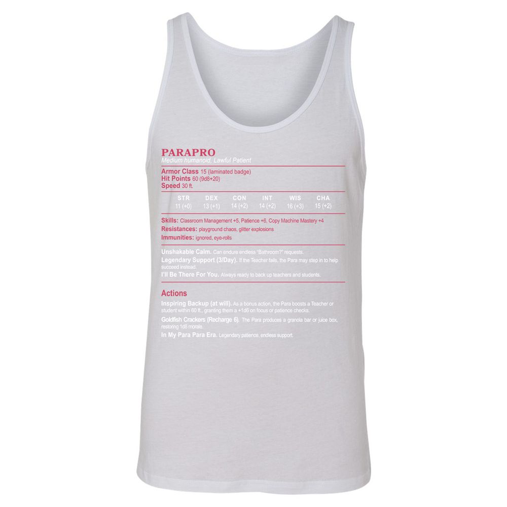 para Unisex Jersey Tank - White - 14
