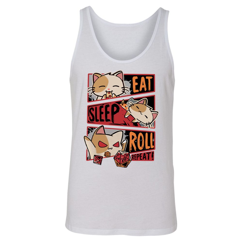 Eat Sleep Roll Repeat Unisex Jersey Tank - White - 14