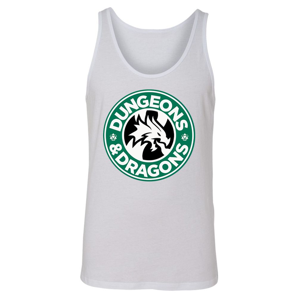 D&D Coffee Unisex Jersey Tank - White - 14