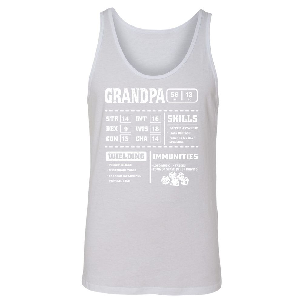 Grandpa Stats 2 Unisex Jersey Tank - White - 14
