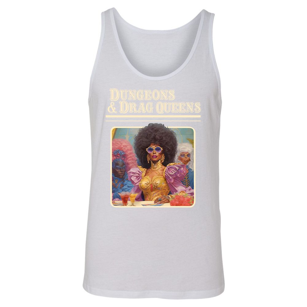 Dungeons & Drag Queens Unisex Jersey Tank - White - 14