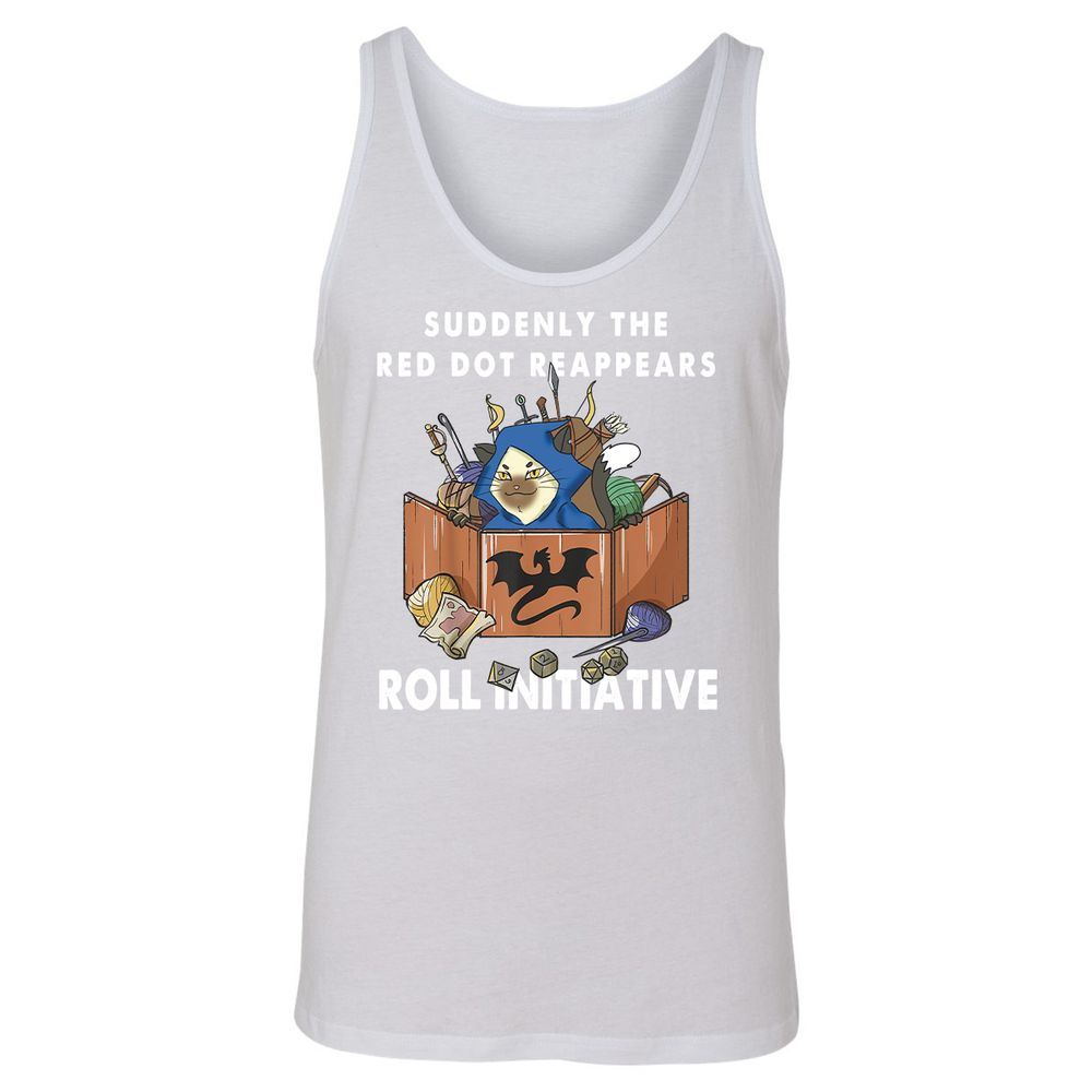 Suddenly The Red Dot Reappears Roll Initiative Unisex Jersey Tank - White - 14