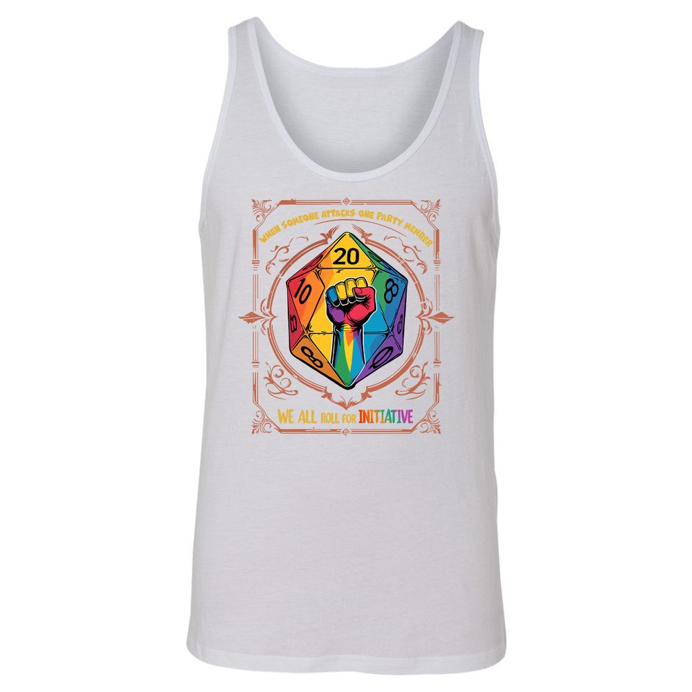 Roll For Initiative Unisex Jersey Tank - White - 14