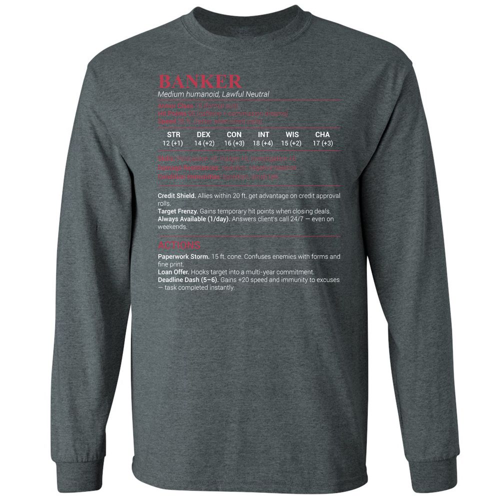 Banker Stats Long Sleeve T-Shirt - Dark Heather - 15