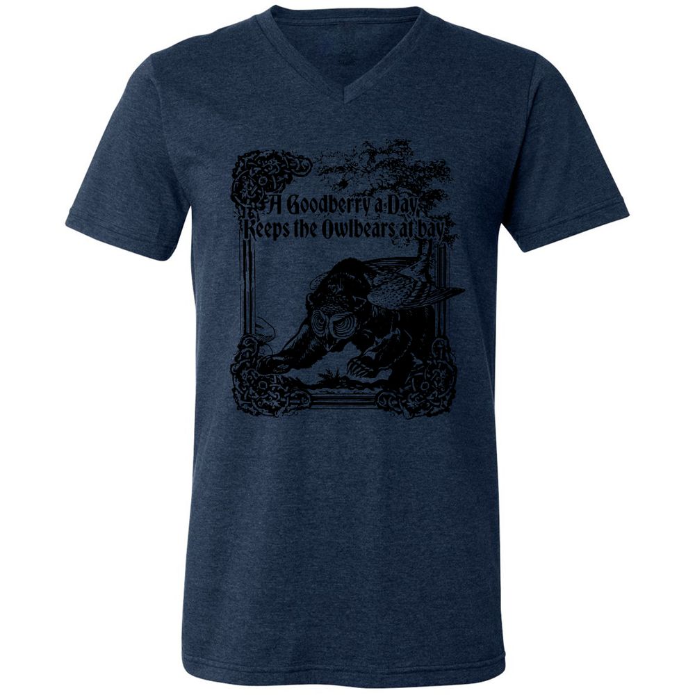A Goodberry A Day Keeps The Owlbears At Bay Unisex V-Neck T-Shirt - Heather Navy - 15