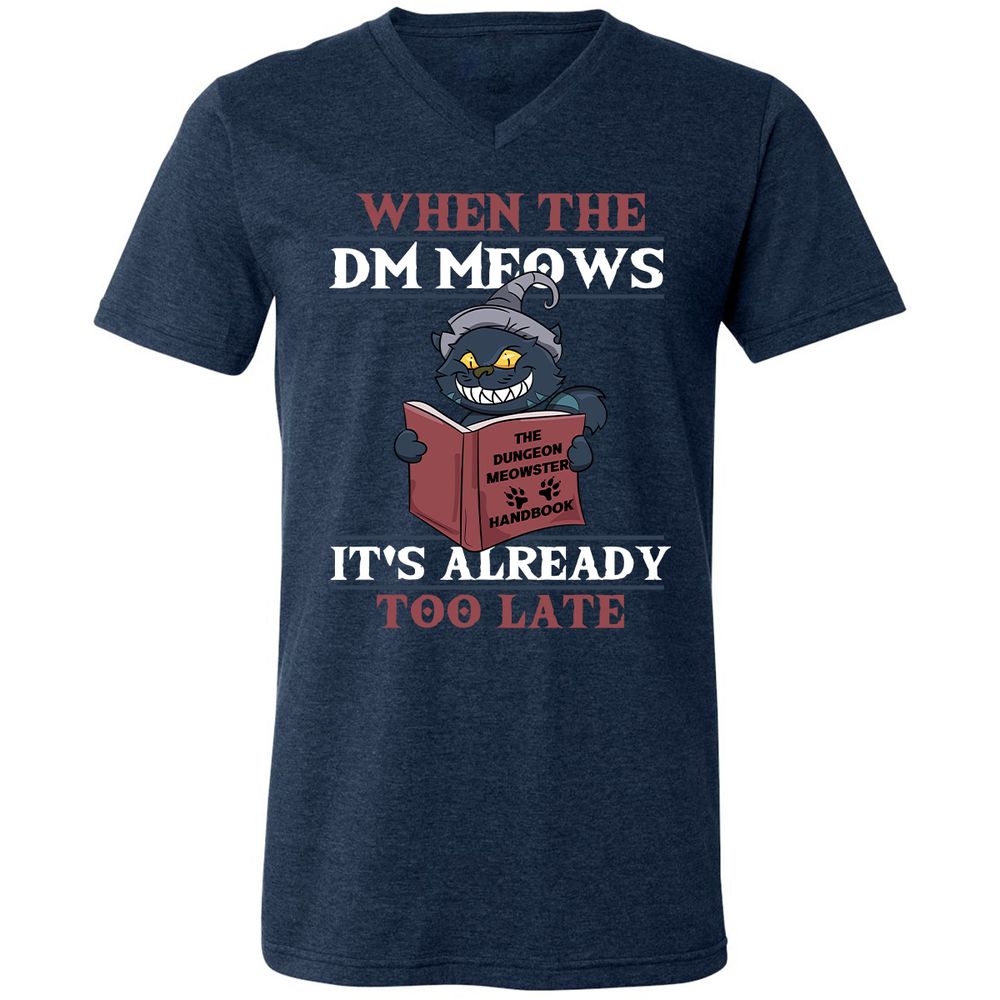 When The DM Meow Unisex V-Neck T-Shirt - Heather Navy - 15