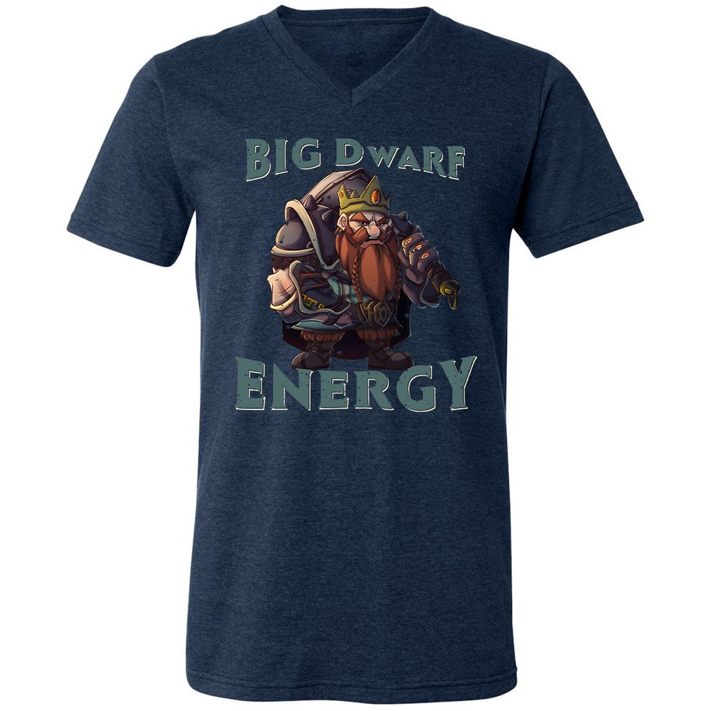 Big Dwarf Energy Unisex V-Neck T-Shirt - Heather Navy - 15