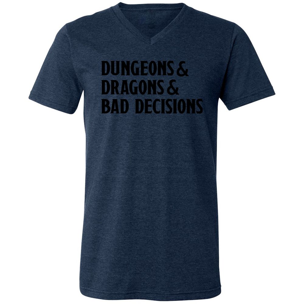 Bad Decisions Unisex V-Neck T-Shirt - Heather Navy - 15
