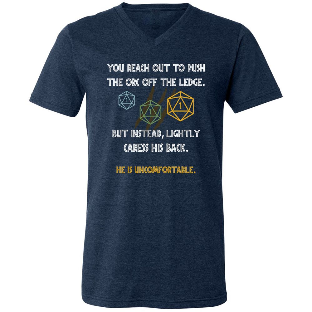 YOU REACH OUT TO PUSH Unisex V-Neck T-Shirt - Heather Navy - 15