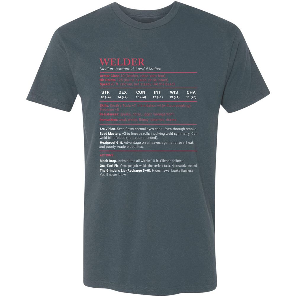 Welder Stats Premium Unisex T-Shirt - Indigo - 15