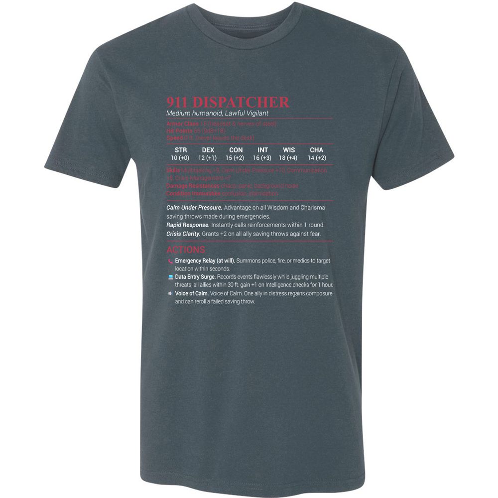 911 Dispatcher Premium Unisex T-Shirt - Indigo - 15