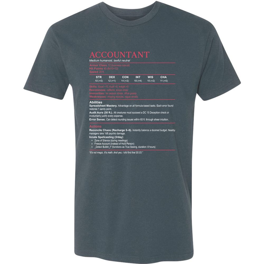 Accountant Stats Premium Unisex T-Shirt - Indigo - 15