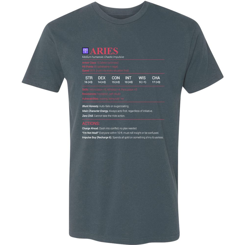 Aries Stats Premium Unisex T-Shirt - Indigo - 15