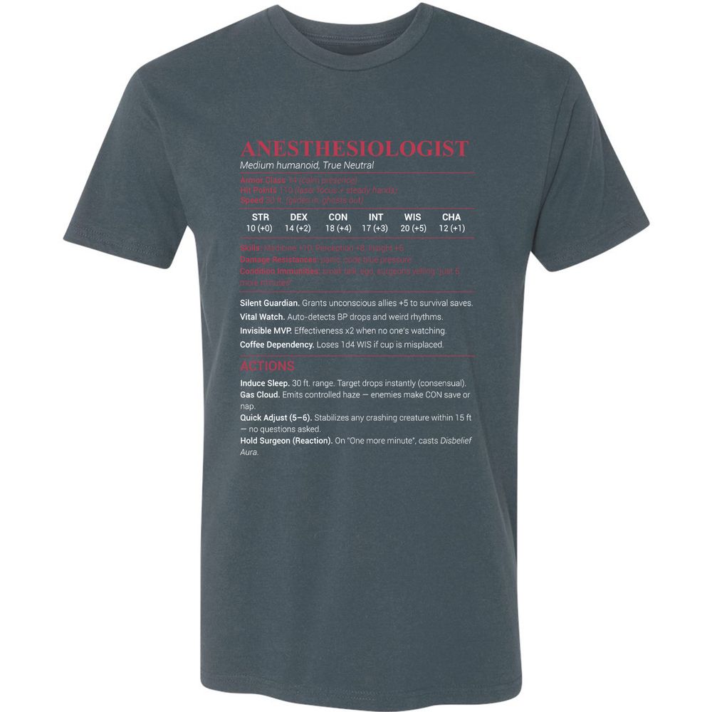 Anesthesiologist Stats Premium Unisex T-Shirt - Indigo - 15