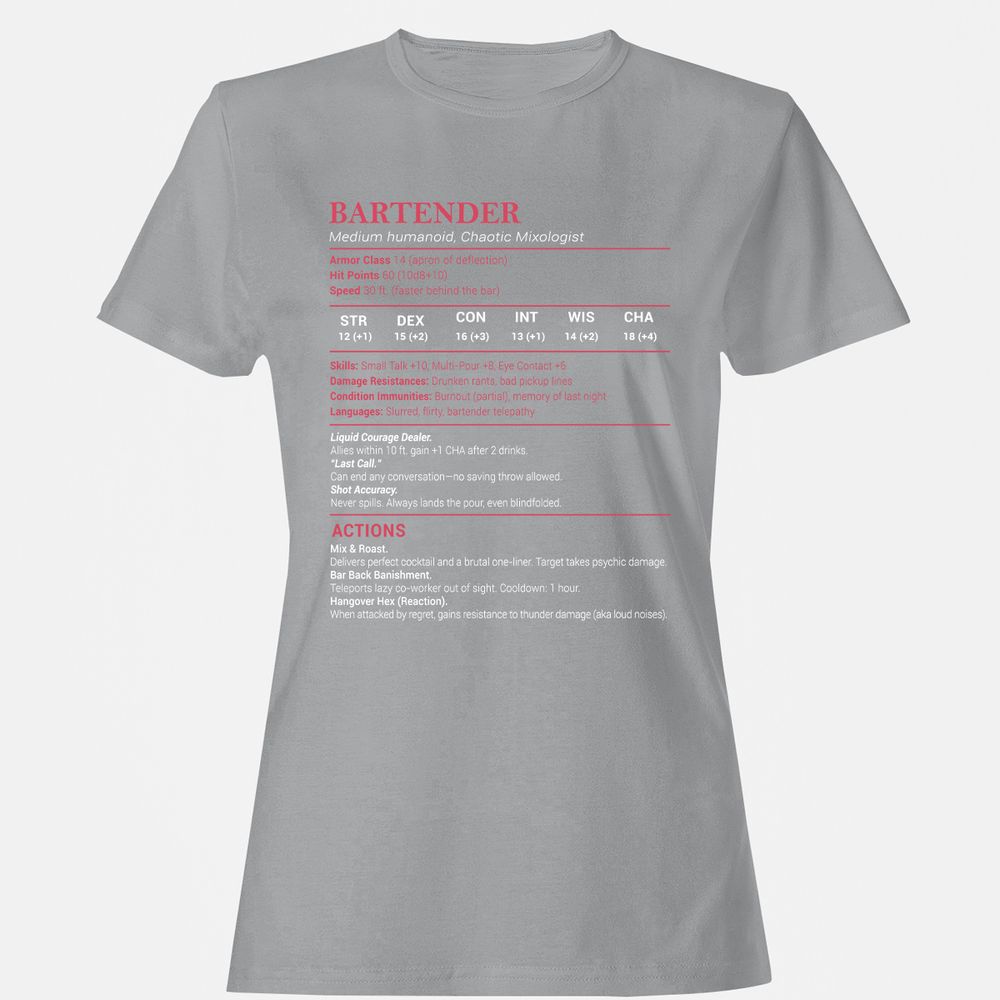 Bartender Stats Women's T-Shirt - Sport Grey - 15