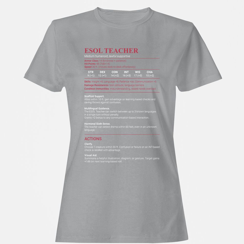 ESOL Teacher Women's T-Shirt - Sport Grey - 15